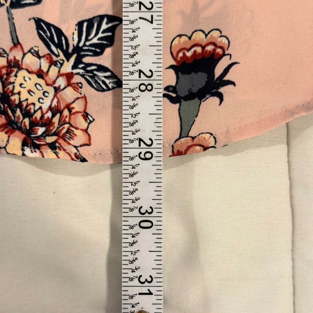 LOFT Blouse XXL Pink Floral Ruffle Sleeve Keyhole Neck NEW - Picture 13 of 15